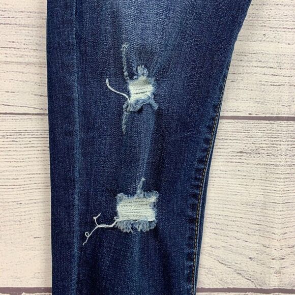 KanCan sz 5 / 26 Skinny Jeans Dark Wash 28.5" Inseam Stretch Distressed - Picture 3 of 10